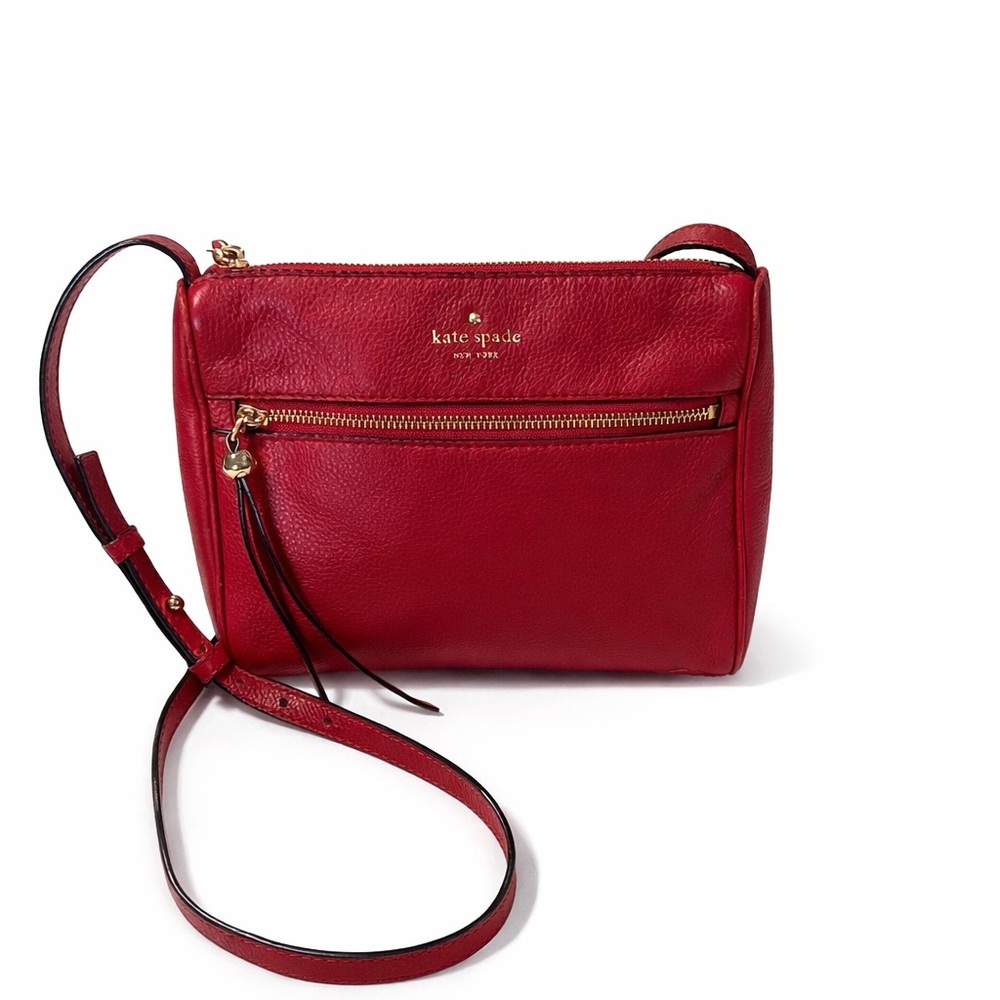 Kate Spade Red Pebbled Leather Crossbody Bag